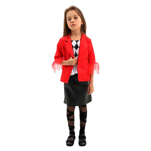 Joker: Folie à Deux (2024) Movie Harley Quinn Kids Children Red Suit Party Carnival Halloween Cosplay Costume