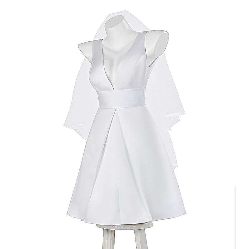 Joker: Folie à Deux (2024) Movie Harley Quinn Women White Dress Party Carnival Halloween Cosplay Costume