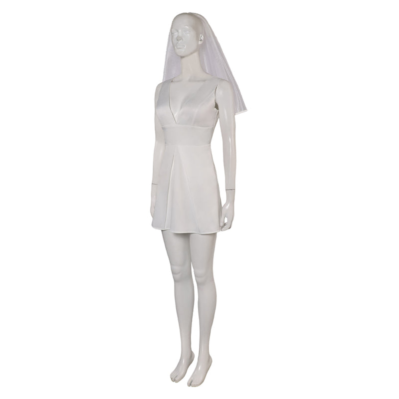 Joker: Folie à Deux (2024) Movie Harley Quinn Women White Dress With Veil Cosplay Costume