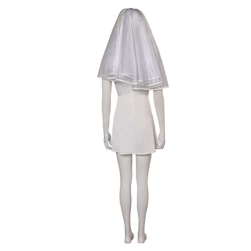 Joker: Folie à Deux (2024) Movie Harley Quinn Women White Dress With Veil Cosplay Costume