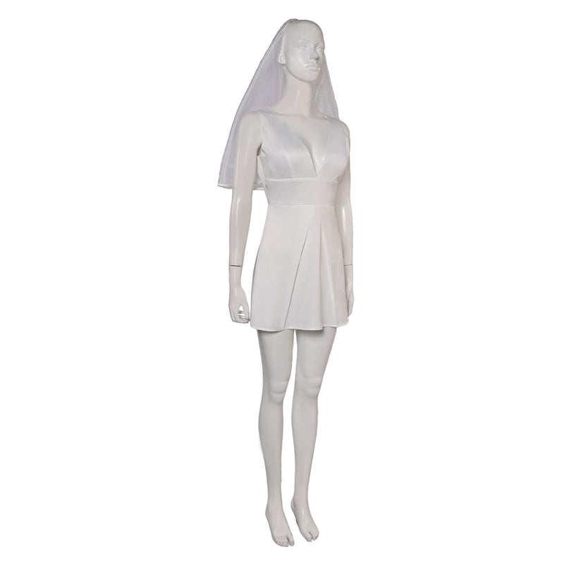 Joker: Folie à Deux (2024) Movie Harley Quinn Women White Dress With Veil Cosplay Costume