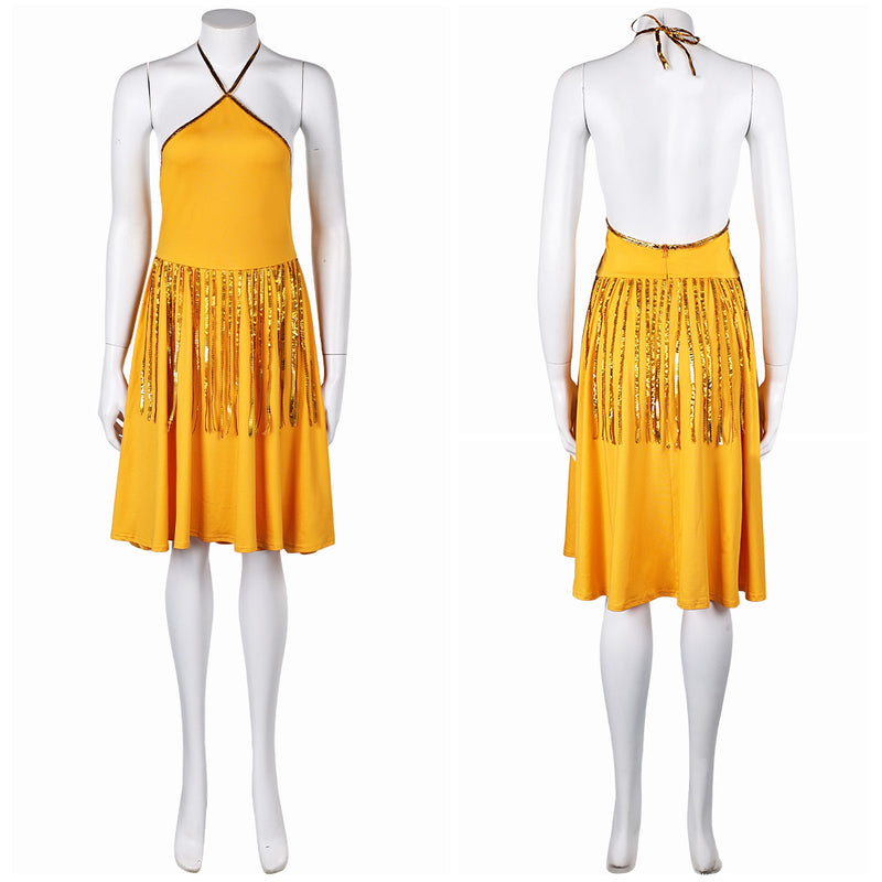 Joker: Folie à Deux (2024) Movie Harley Quinn Women Yellow Dress Cosplay Costume