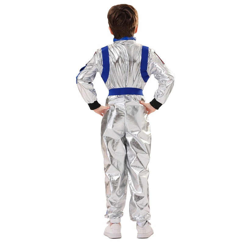 Kids Children Astronaut Blue Yellow Futuristic Fullset Outfits Halloween Carnival Cosplay Costume