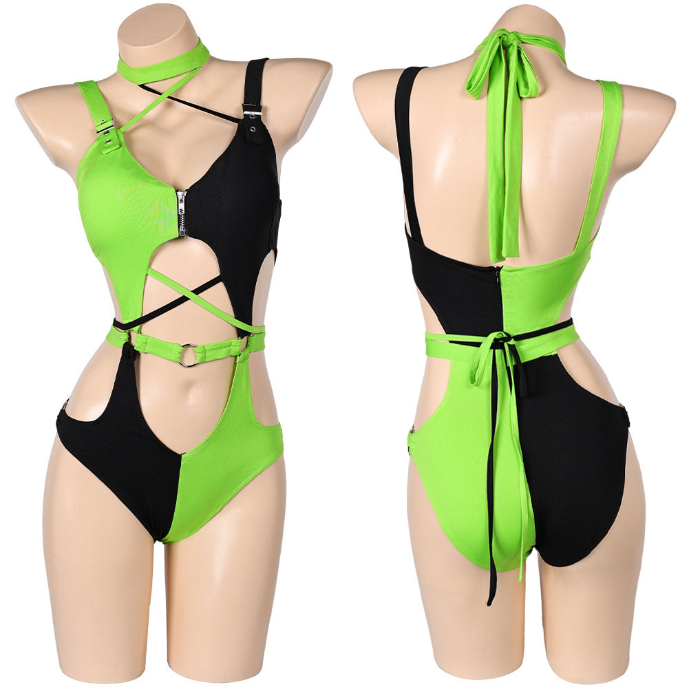 Kim Possible TV Shego Women Green Sexy Swimsuit Party Carnival Hallowe