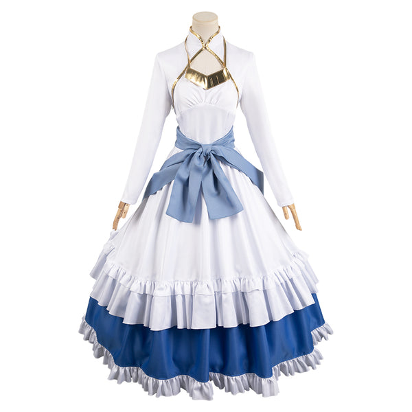 Kono Subarashii Sekai ni Shukufuku wo! Iris Women White And Blue Dress  Cosplay Costume