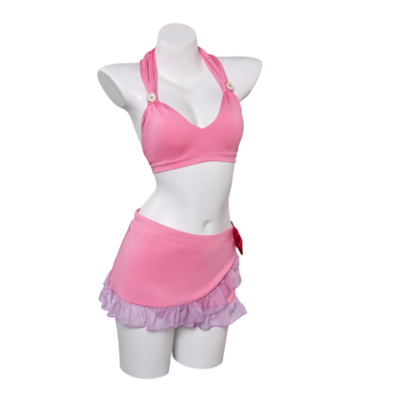 Final Fantasy VII Game Aerith Gainsborough Women Pink Swimsuit Party Carnival Halloween Cosplay Costume