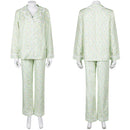 Lisa Frankenstein Movie Misty Women Green Floral Pajamas Party Carnival Halloween Cosplay Costume