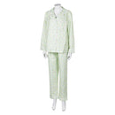 Lisa Frankenstein Movie Misty Women Green Floral Pajamas Party Carnival Halloween Cosplay Costume