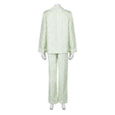 Lisa Frankenstein Movie Misty Women Green Floral Pajamas Party Carnival Halloween Cosplay Costume