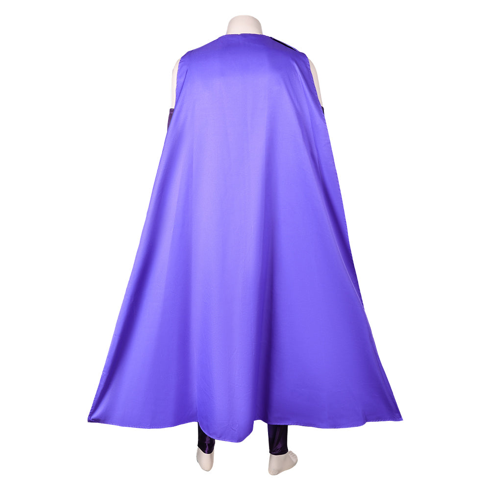 Purple jumpsuit with cape sales