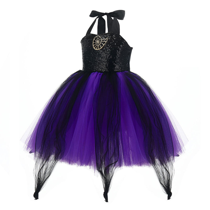 Maleficent Movie Witch Kids Children Purple Tutu Dress With Crown Party Carnival Halloween Cosplay Costume