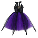 Maleficent Movie Witch Kids Children Purple Tutu Dress With Crown Party Carnival Halloween Cosplay Costume