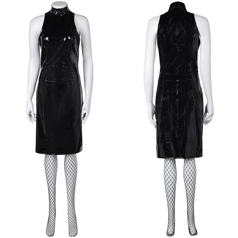 MaXXXine 2024 Maxine Women Black Leather Dress Party Carnival Halloween Cosplay Costume MaXXXine 2024 Maxine Women Black Leather Dress Party Carnival Halloween Cosplay Costume