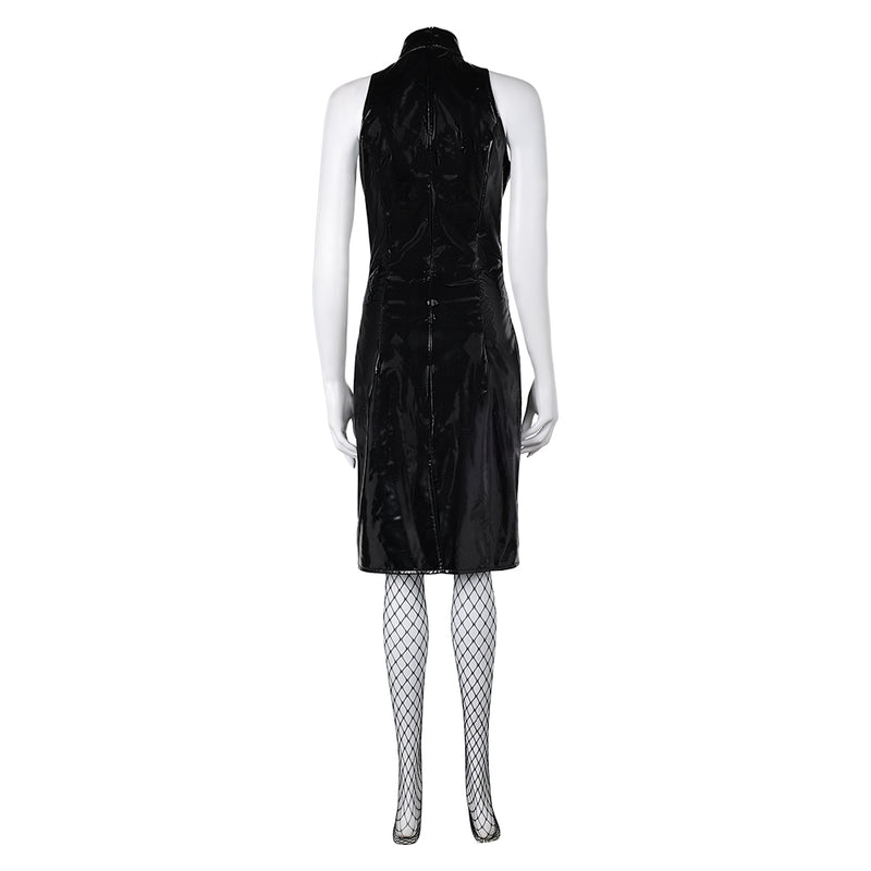 MaXXXine 2024 Maxine Women Black Leather Dress Party Carnival Halloween Cosplay Costume MaXXXine 2024 Maxine Women Black Leather Dress Party Carnival Halloween Cosplay Costume