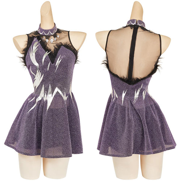 Medalist Hikaru Kamisaki Purple Dress Outfit Carnival Halloween Cosplay Costume