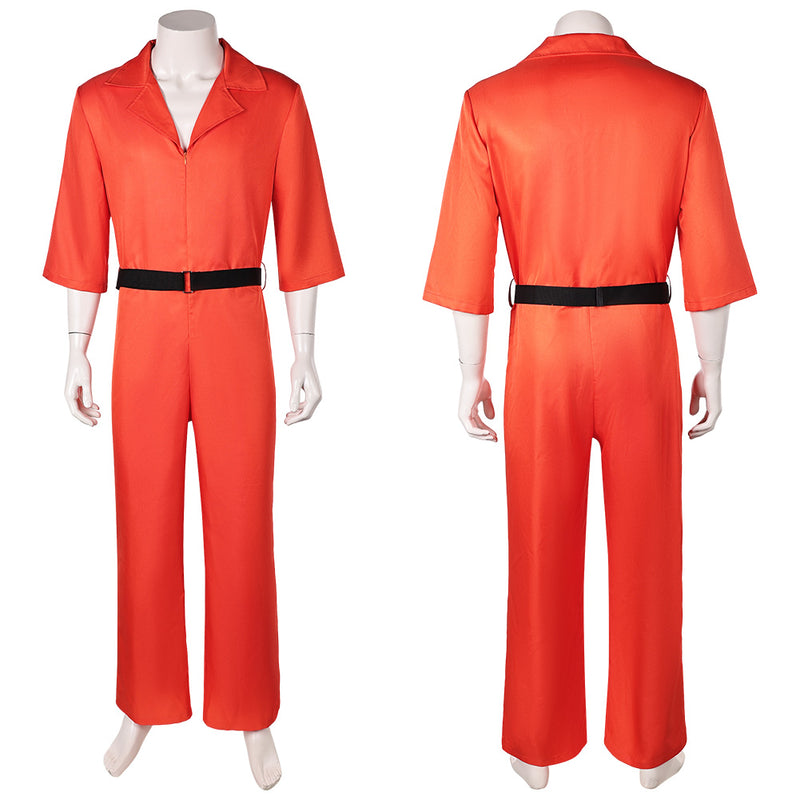 Men's Jumpsuit with Belt Orange Uniform Outfit Cosplay Costume Outfits Halloween Carnival Suit