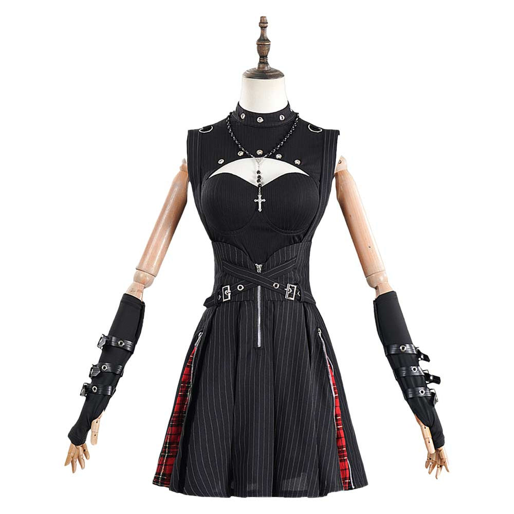 Women Black Gothic Dress Outfit Carnival Halloween Cosplay Costume