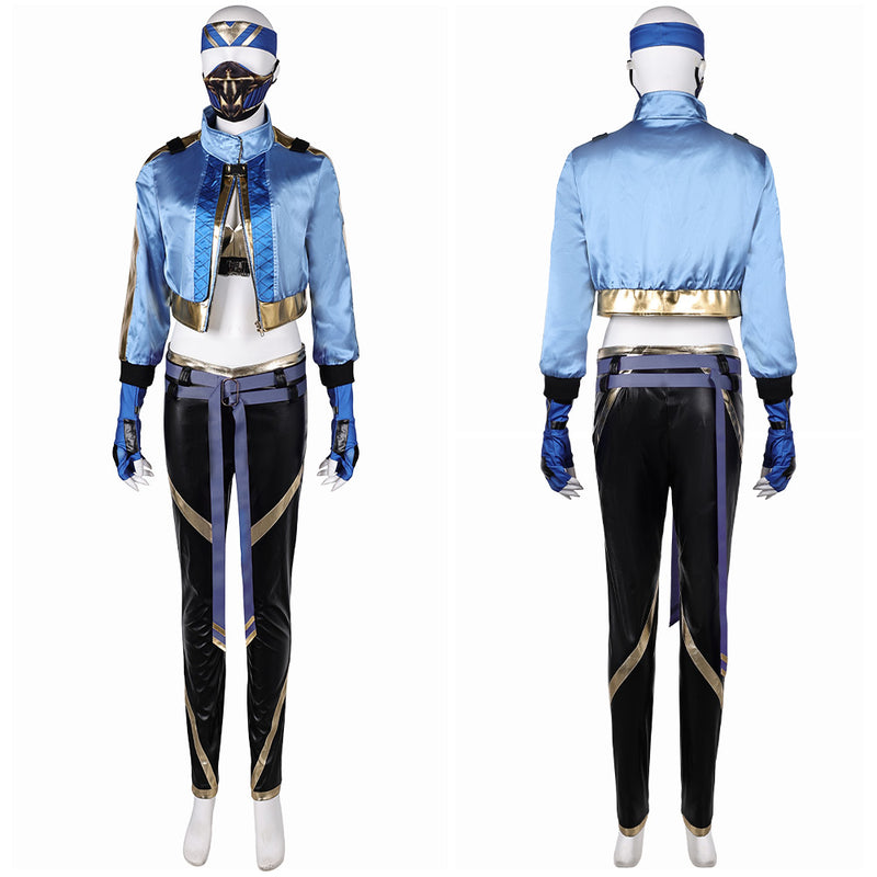 Mortal Kombat Game Kitana Women Blue Outfit Party Carnival Halloween Cosplay Costume