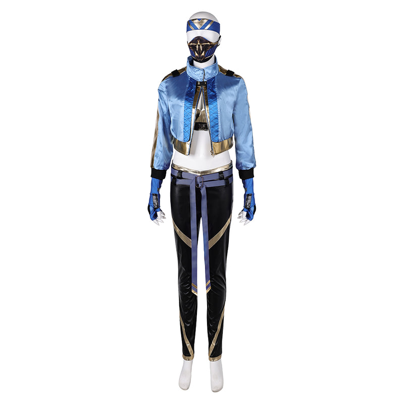 Mortal Kombat Game Kitana Women Blue Outfit Party Carnival Halloween Cosplay Costume