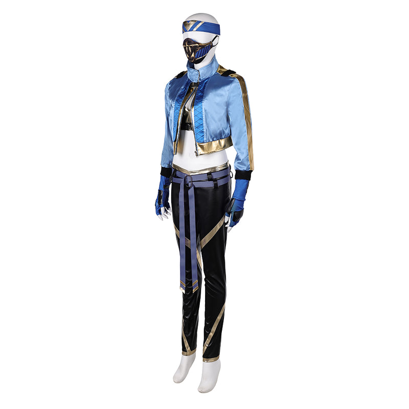 Mortal Kombat Game Kitana Women Blue Outfit Party Carnival Halloween Cosplay Costume