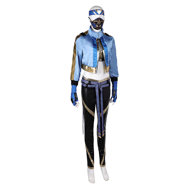 Mortal Kombat Game Kitana Women Blue Outfit Party Carnival Halloween Cosplay Costume