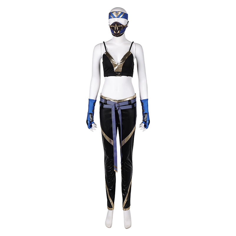 Mortal Kombat Game Kitana Women Blue Outfit Party Carnival Halloween Cosplay Costume