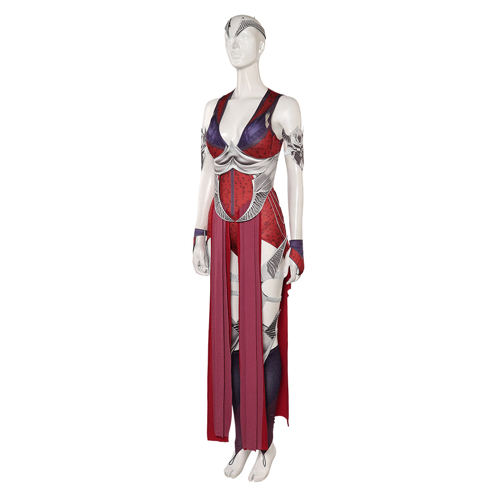 Mortal Kombat Game Nitara Women Red Dress Set Party Carnival Halloween