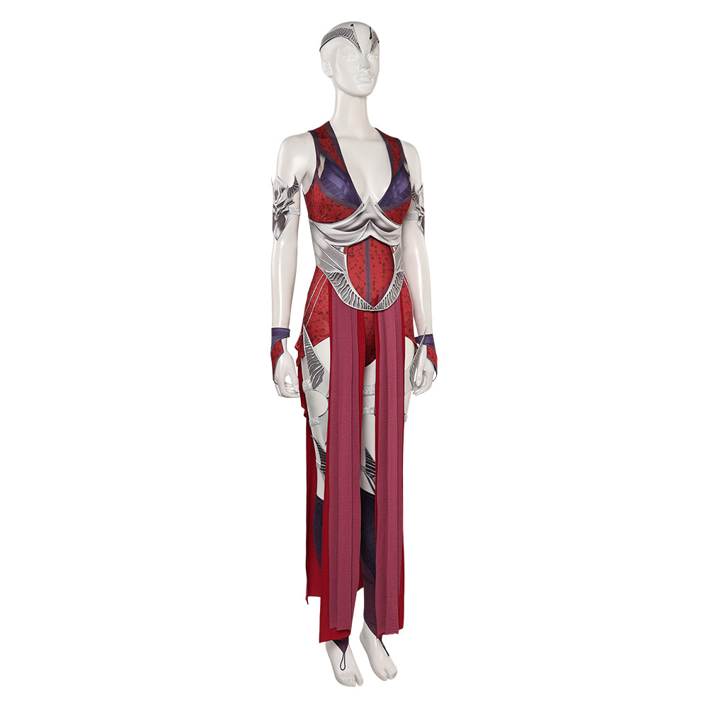 Kombat Nitara Women Red Dress Set Party Carnival Halloween Cosplay