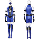 Mortal Kombat Kitana Women Blue Leather Outfit Carnival Halloween Cosplay Costume