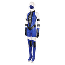 Mortal Kombat Kitana Women Blue Leather Outfit Carnival Halloween Cosplay Costume