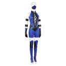 Mortal Kombat Kitana Women Blue Leather Outfit Carnival Halloween Cosplay Costume