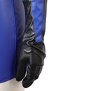 Mortal Kombat Kitana Women Blue Leather Outfit Carnival Halloween Cosplay Costume