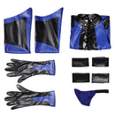 Mortal Kombat Kitana Women Blue Leather Outfit Carnival Halloween Cosplay Costume