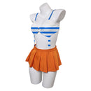 One Piece Anime Nami Women Blue And Orange Swimsuit Party Carnival Halloween Cosplay Costume