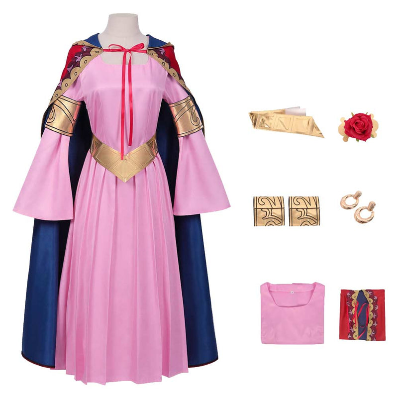 One Piece Anime Nefertari Vivi Women Pink Dress With Cloak Party Carnival Halloween Cosplay Costume