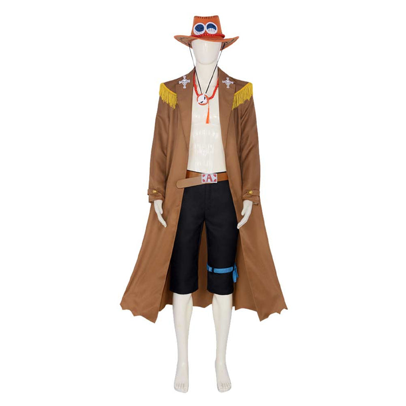 One Piece Anime Portgas D. Ace Brown Outfit Party Carnival Halloween Cosplay Costume