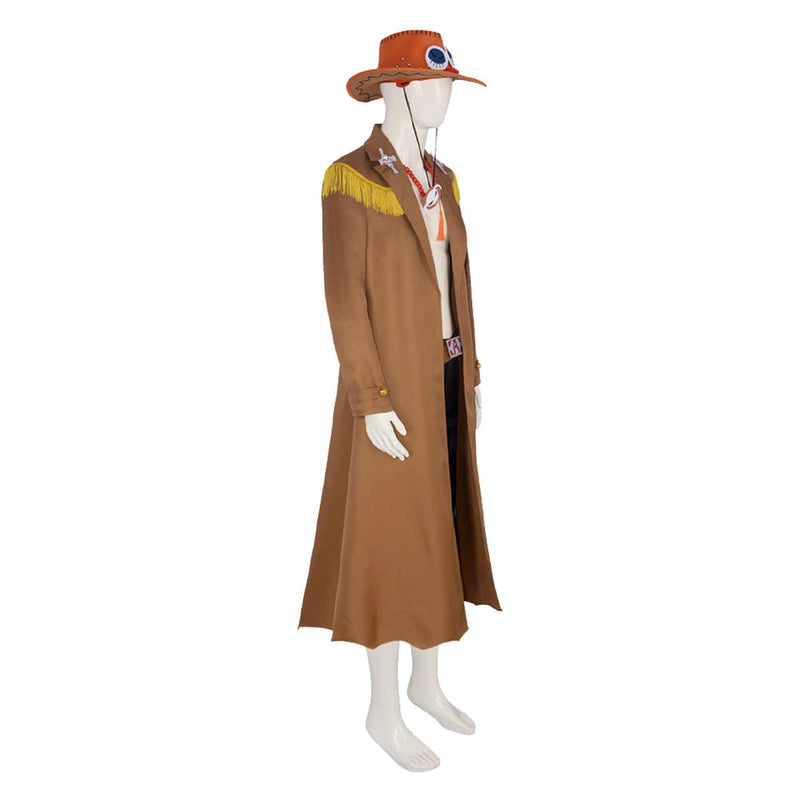 One Piece Anime Portgas D. Ace Brown Outfit Party Carnival Halloween Cosplay Costume