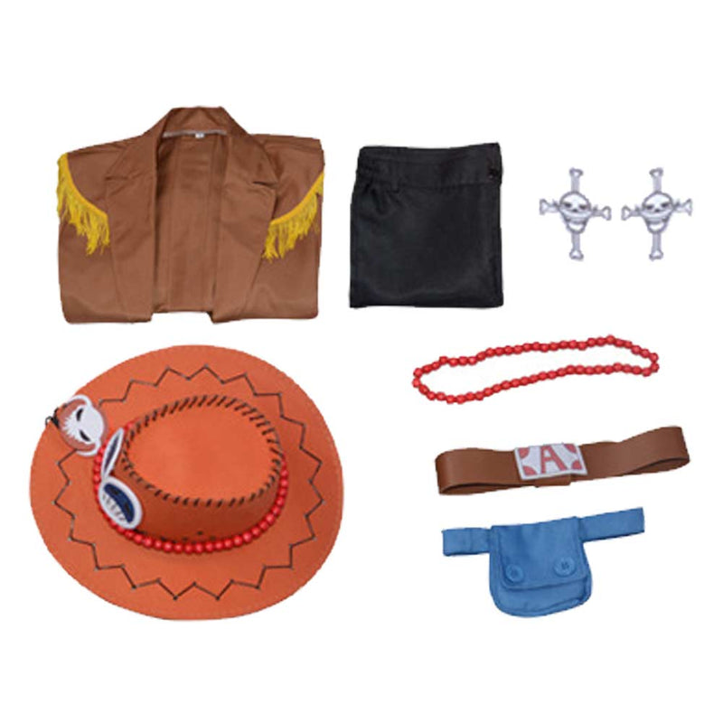 One Piece Anime Portgas D. Ace Brown Outfit Party Carnival Halloween Cosplay Costume