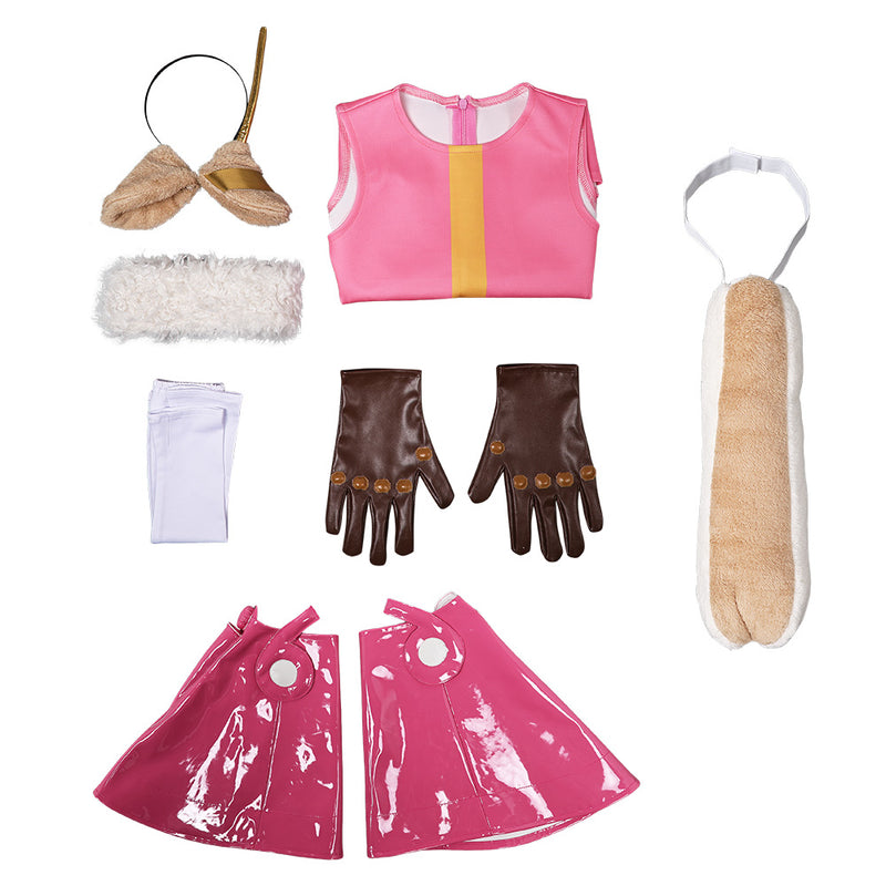One Piece Anime PUNK-05 Atlas Kids Children Pink Dress Set Party Carnival Halloween Cosplay Costume