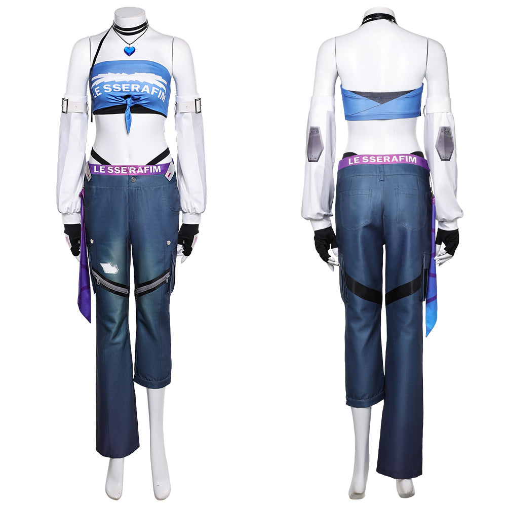 OW D. Va Women Blue Outfit Carnival Halloween Cosplay Costume