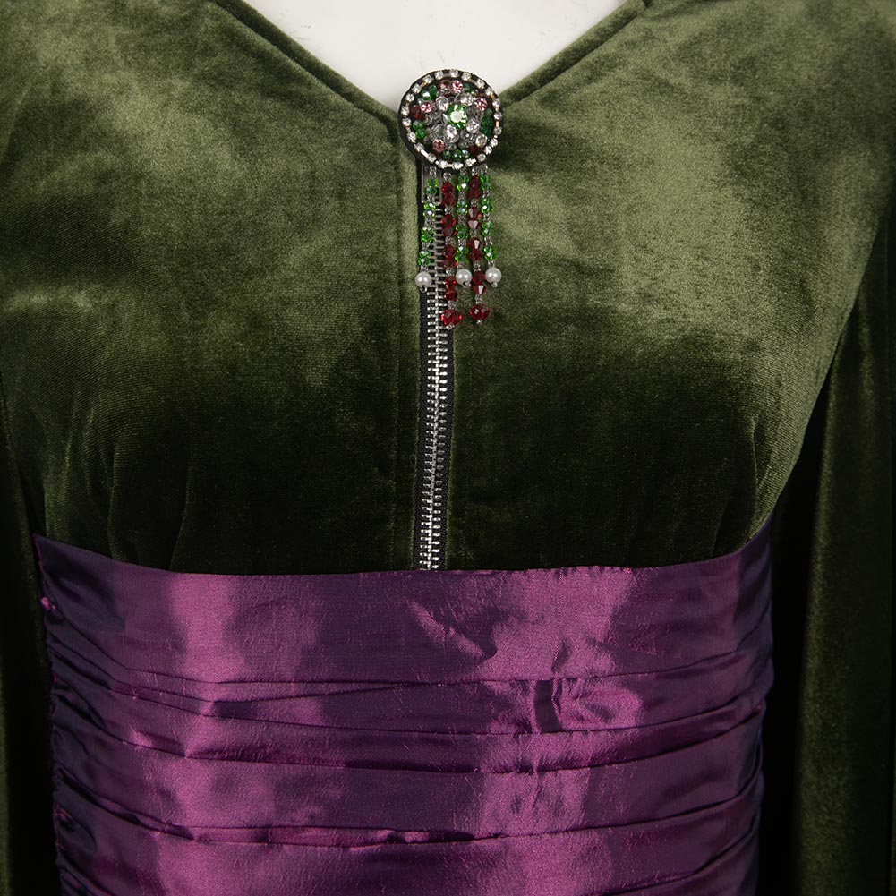 Padme Amidala Women Green Velvet Dress Party Carnival Halloween Cospla