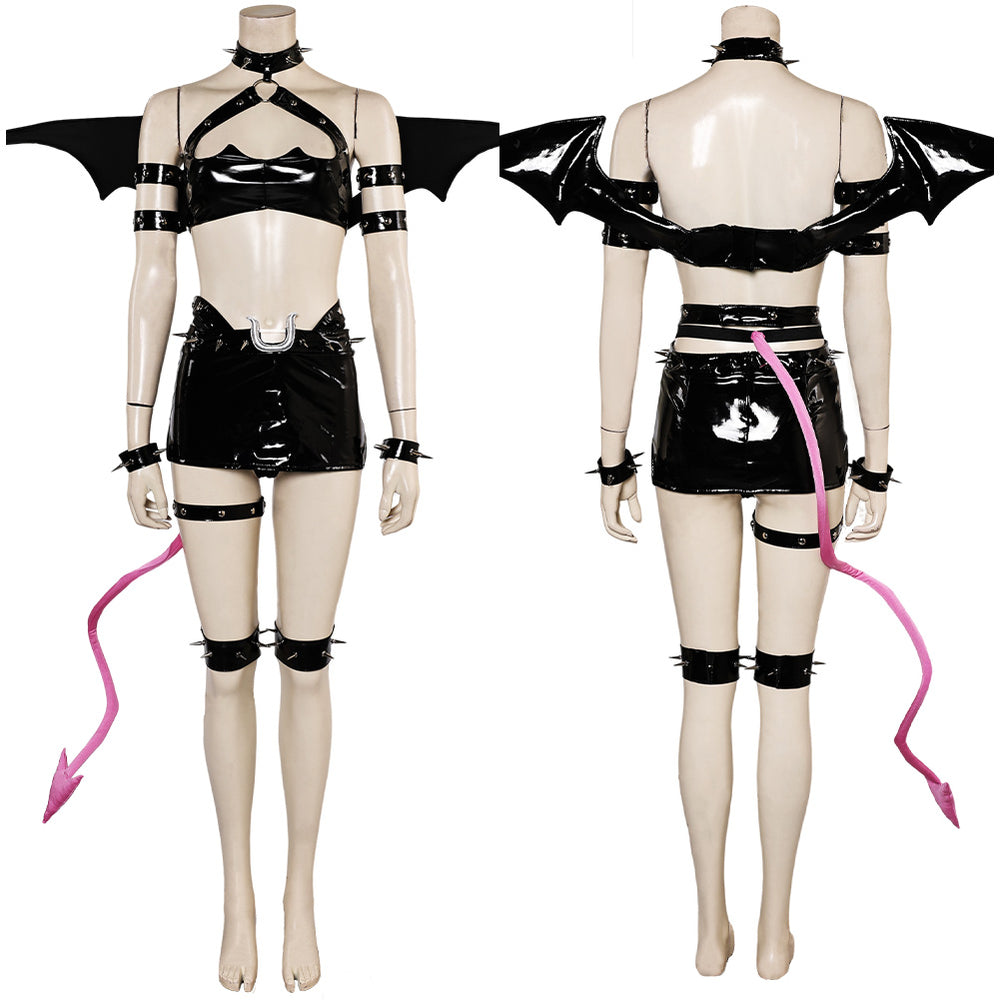 Panty & Stocking with Garterbelt Scanty Demon Women Black Sexy Outfit Cosplay Costume Panty & Stocking with Garterbelt Scanty Demon Women Black Sexy Outfit Cosplay Costume