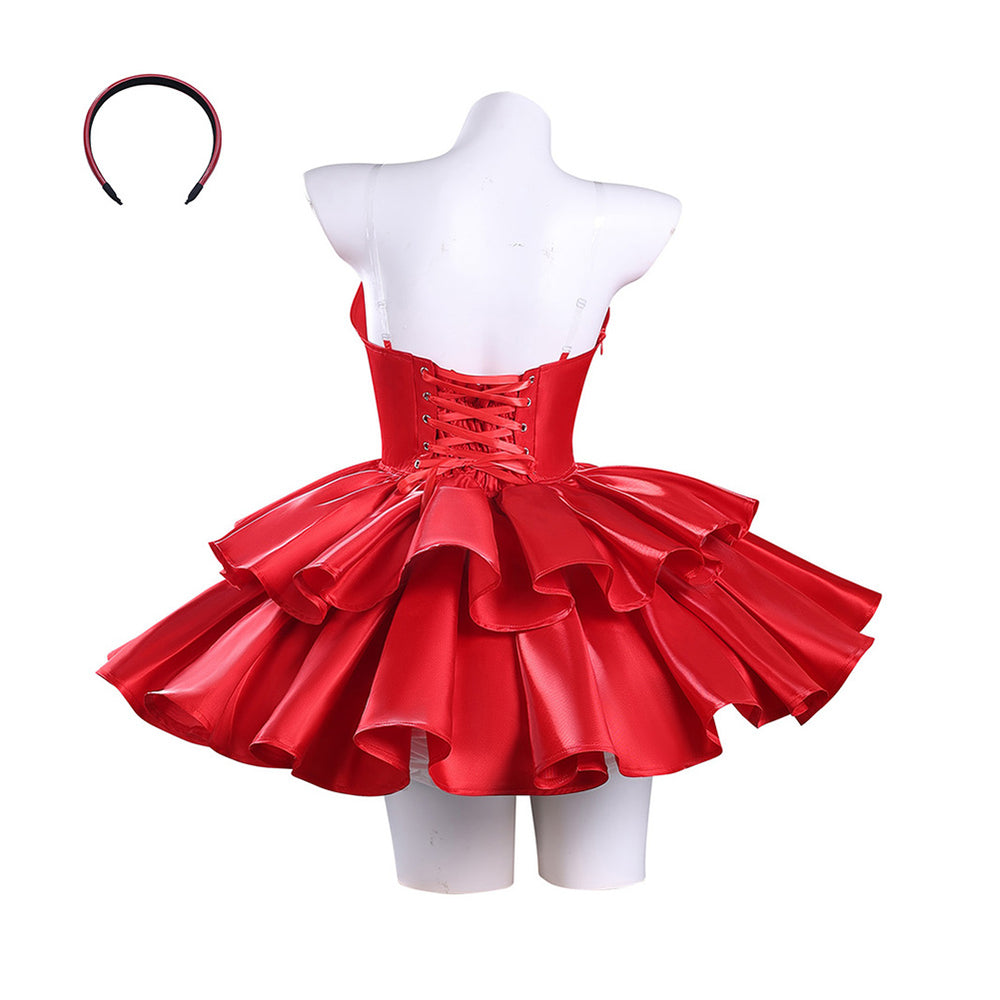 mima perfect blue red dress Kirigoe Set Outfit Women Halloween Carnival Party Cosplay Costume Color:Bordo formal attire plus size Size Lenth (inch) Bust Black Dress and Burgundy