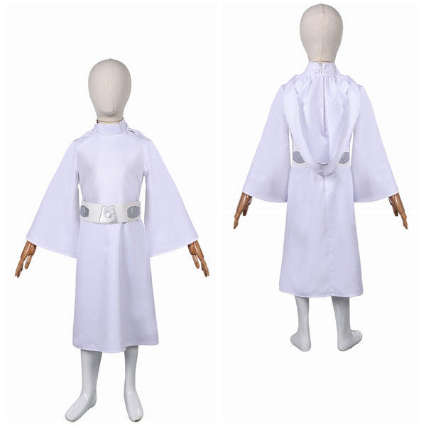 Princess Leia Kids Children White Dress Set Party Carnival Halloween Cosplay Costume