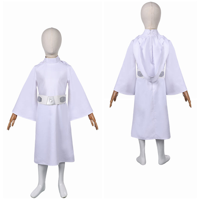 Princess Leia Kids Children White Dress Set Party Carnival Halloween Cosplay Costume