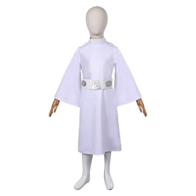 Princess Leia Kids Children White Dress Set Party Carnival Halloween Cosplay Costume