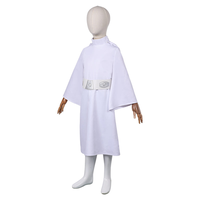 Princess Leia Kids Children White Dress Set Party Carnival Halloween Cosplay Costume