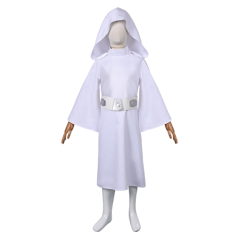 Princess Leia Kids Children White Dress Set Party Carnival Halloween Cosplay Costume