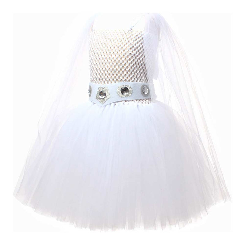 Princess Leia Kids Children White Tutu Dress Party Carnival Halloween Cosplay Costume