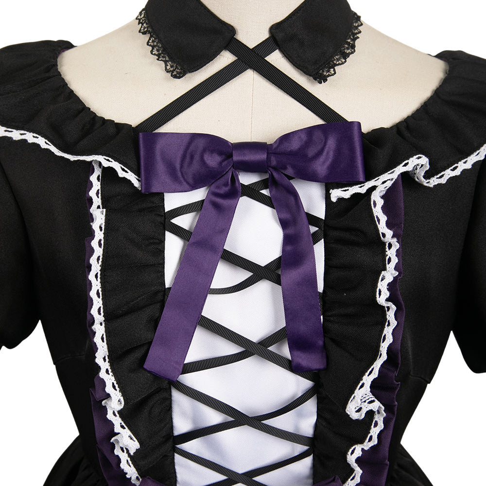 Puella Magi Madoka Magica Homura Akemi Women Black Gothic Dress Cosplay  Costume